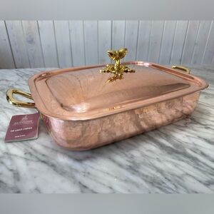 Ruffoni, 8.5 qt Rectangular Roaster, Historia Hammered Copper with Acorn Handle